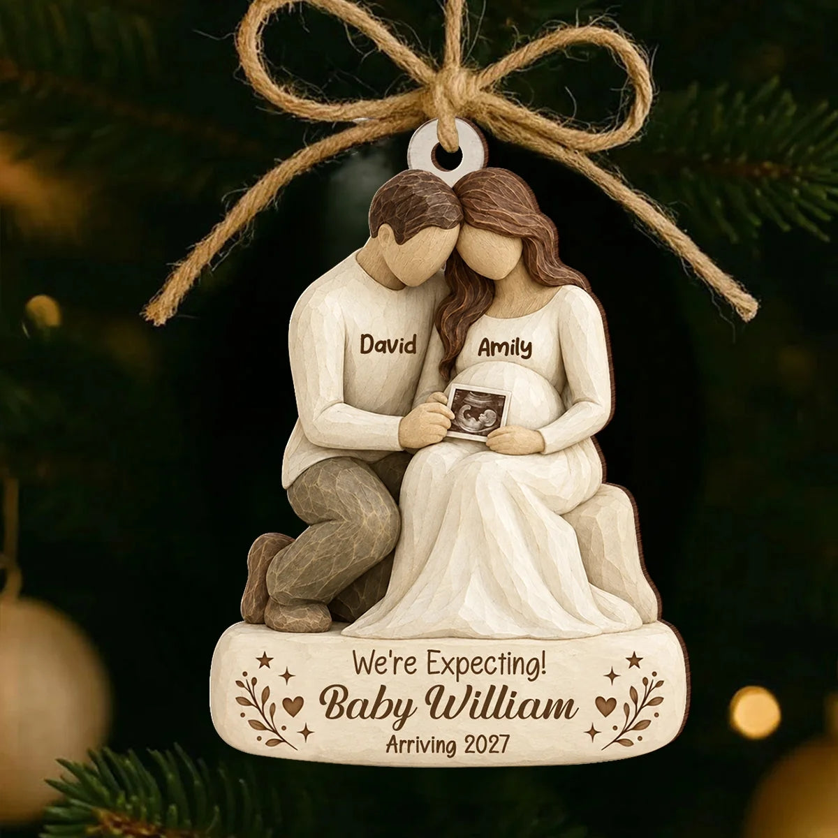 Personalized Pregnancy Announcement Christmas Ornament- We're Expecting Baby Arriving