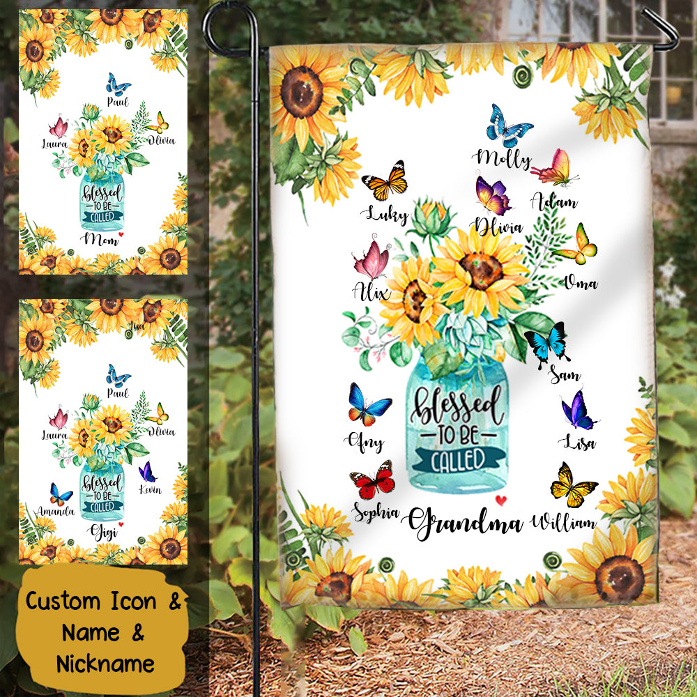 Personalized Blessed To Be Called Nana Flower Flag