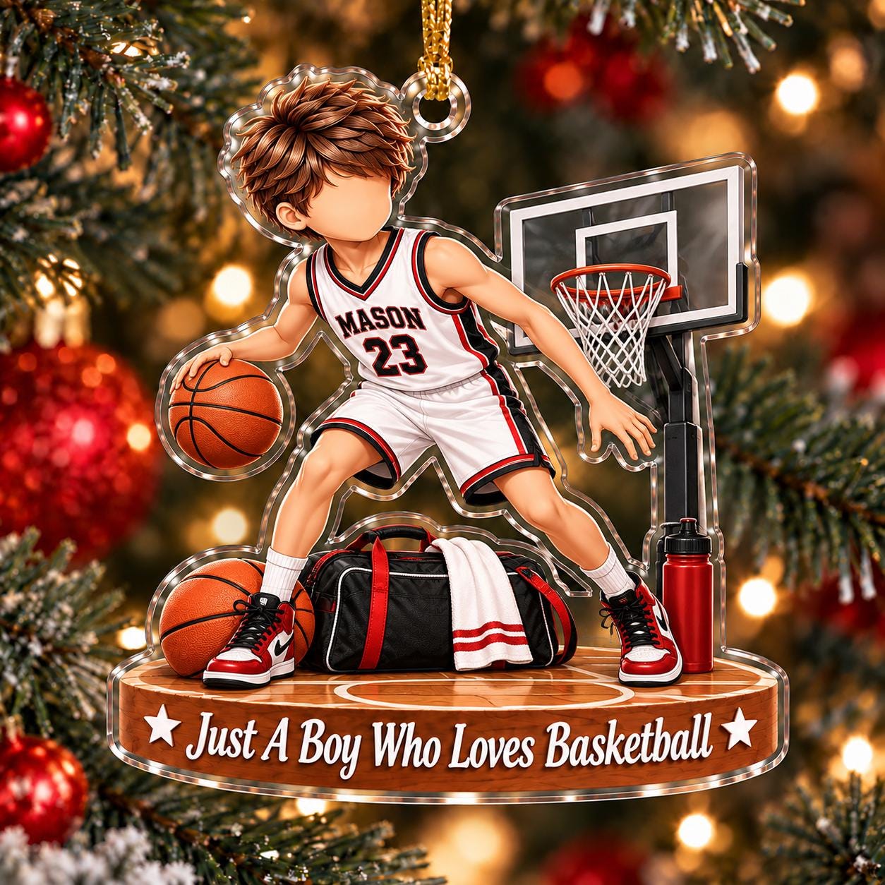 Personalized Basketball Boy Ornament, Custom Name & Number Player Gift