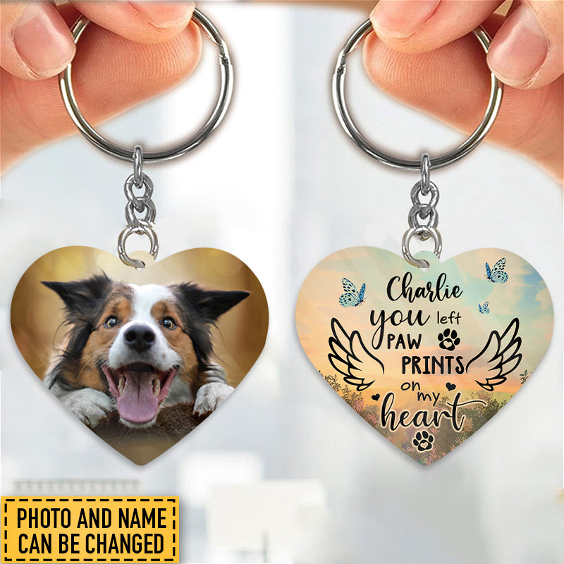 Memorial Gift You Left Paw Prints On My Heart Custom Photo Acrylic Keychain