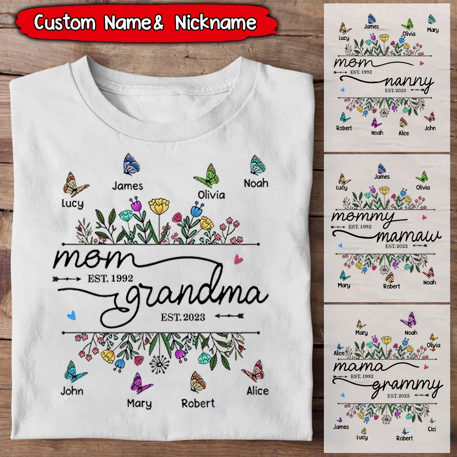 Wild Flower Colorful Butterfly Kids Personalized Shirt