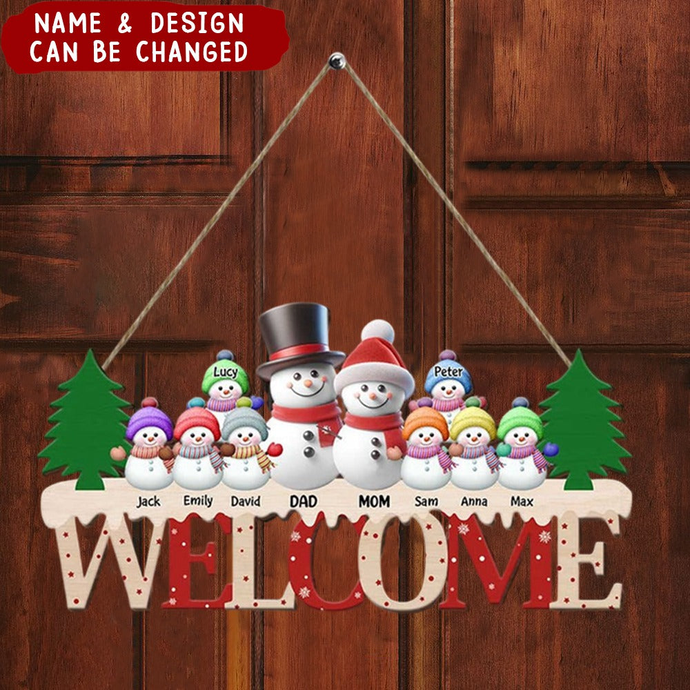 Cute Christmas Snowman For Parents/ Grandparents - Personalized Shape Wooden Sign