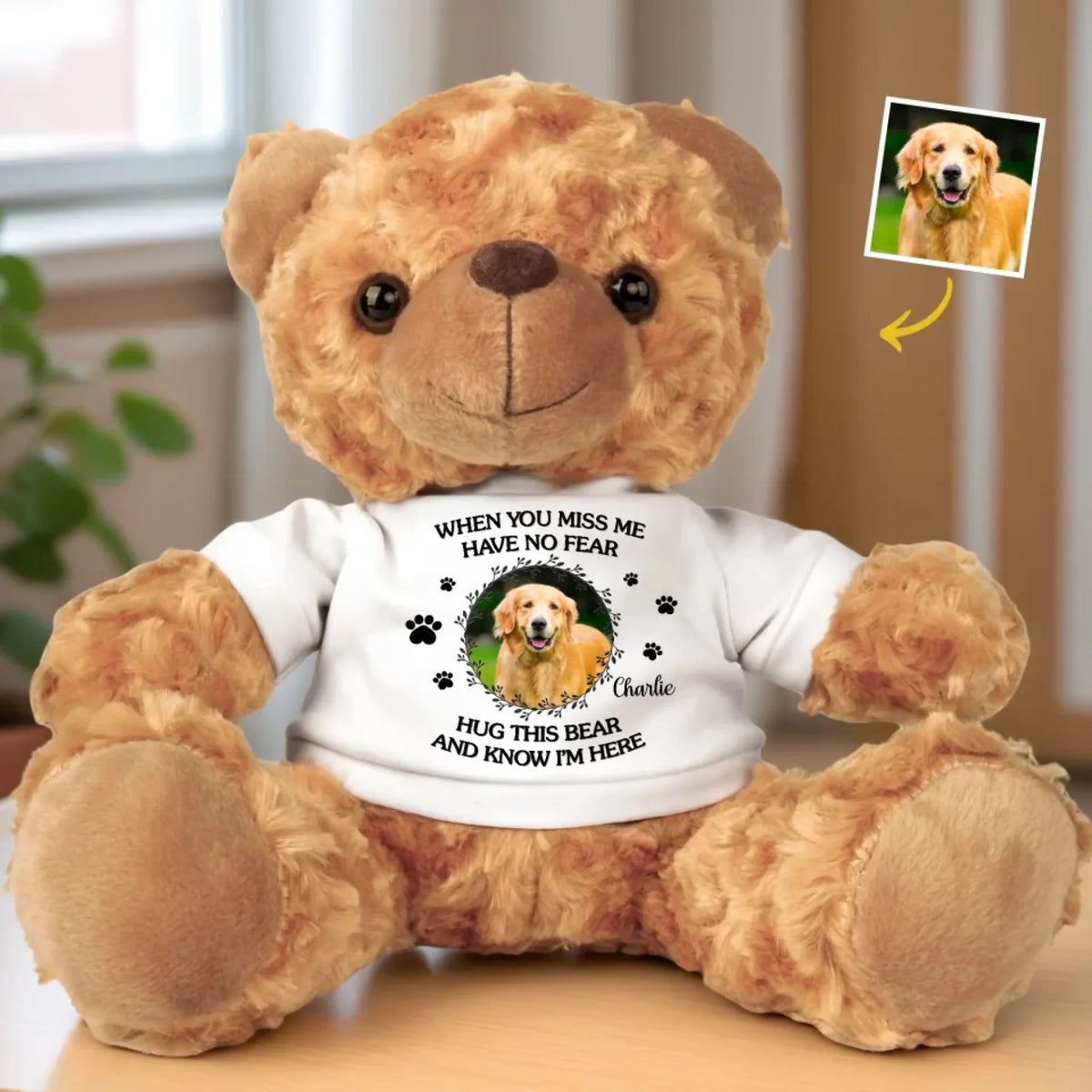 Custom Photo When You Miss Me - Memorial Personalized Custom Bear Plush - Sympathy Gift For Family Members