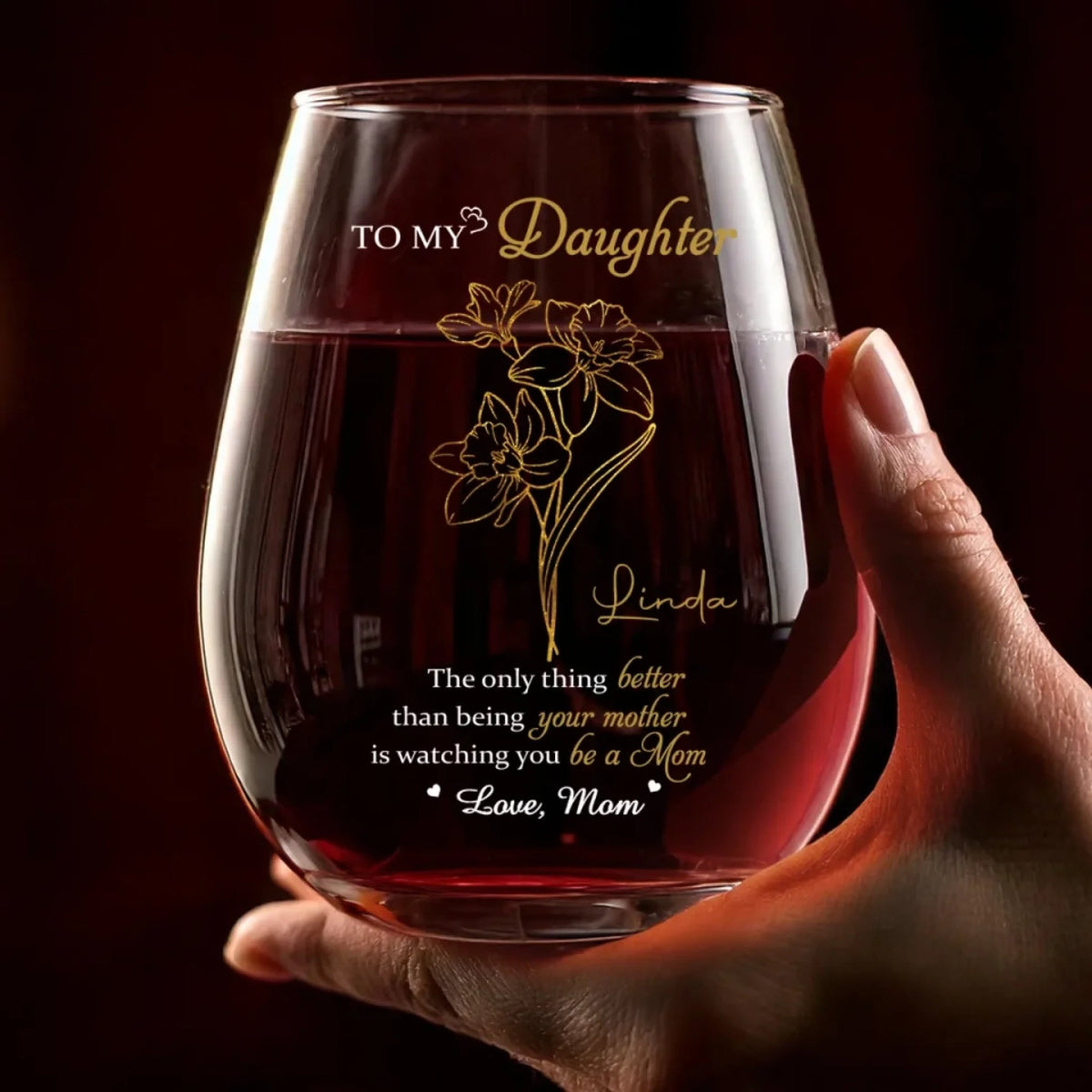A Mother’s Love, Endless And True - Family Personalized Custom Wine Glass