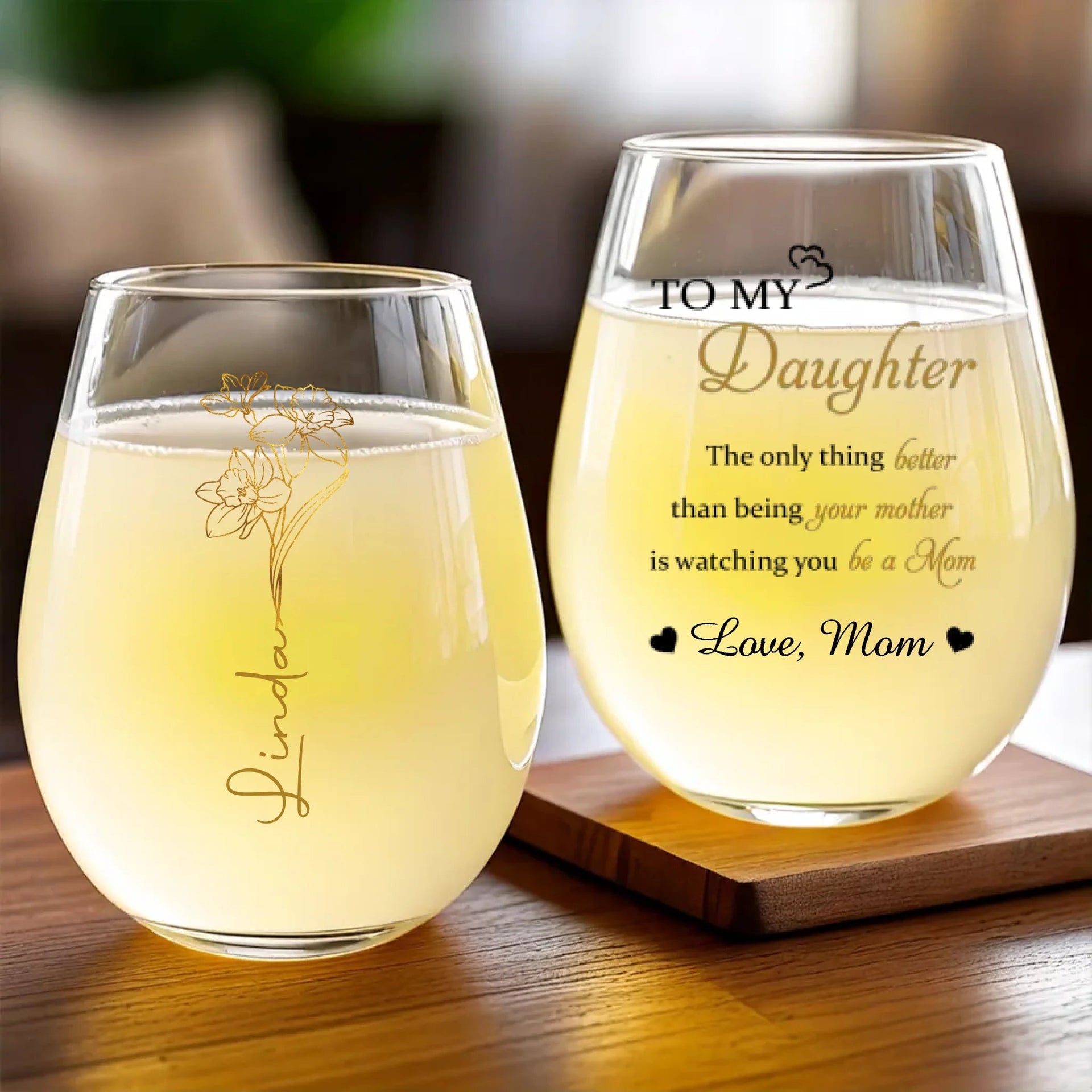 Watching You Be A Mom Is My Greatest Joy - Family Personalized Custom Wine Glass - Mother's Day Gift