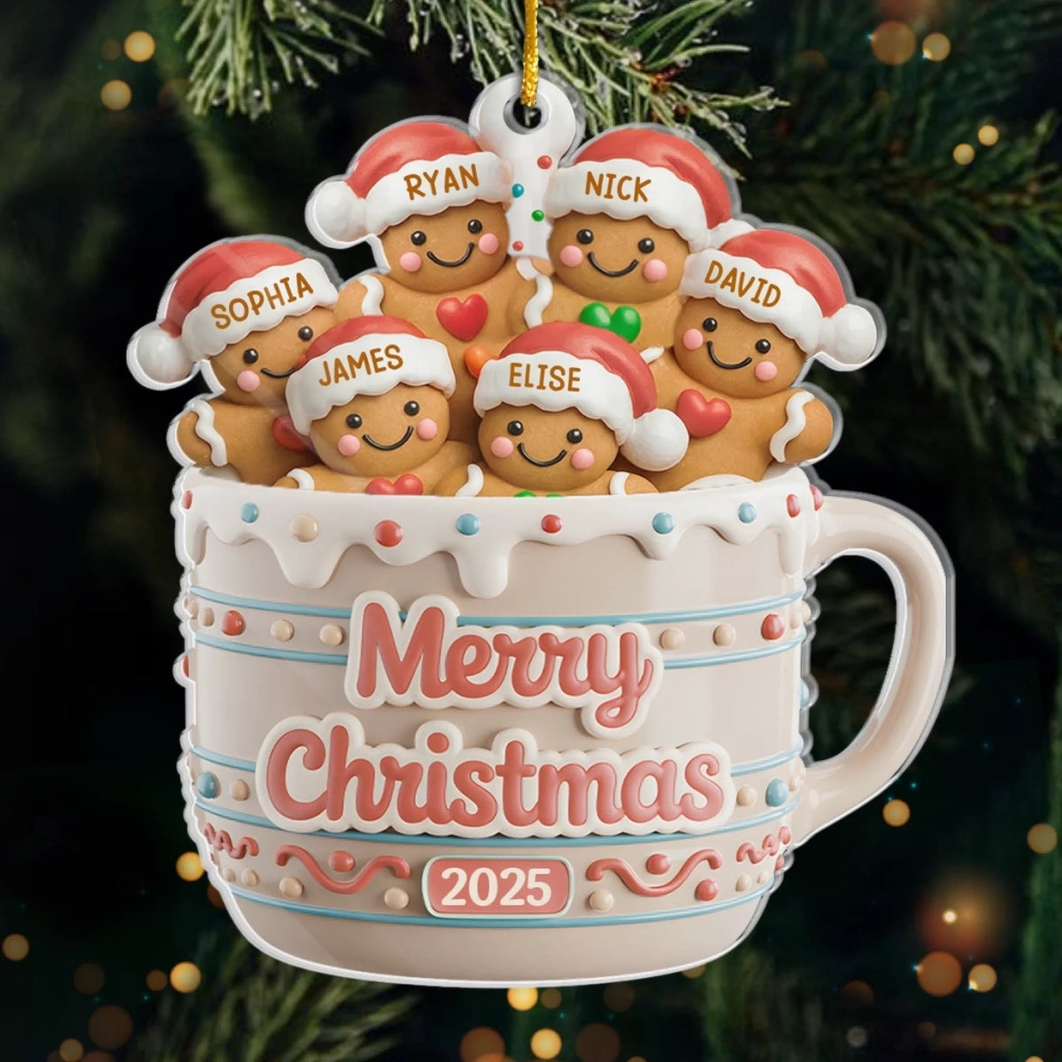 Cookie Crew Forever - Personalized Gingerbread Family Acrylic Ornament
