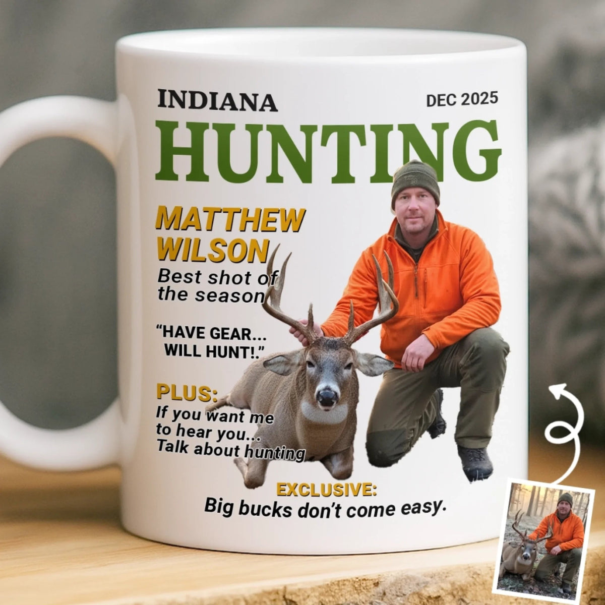 Custom Photo Magazine Mug - Personalized Birthday Hunting Gifts For Hunters