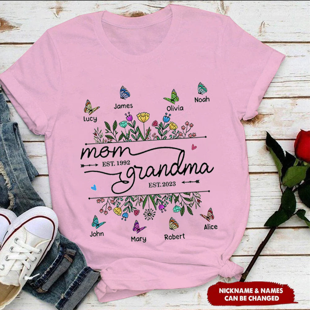 Wild Flower Colorful Butterfly Kids Personalized Shirt