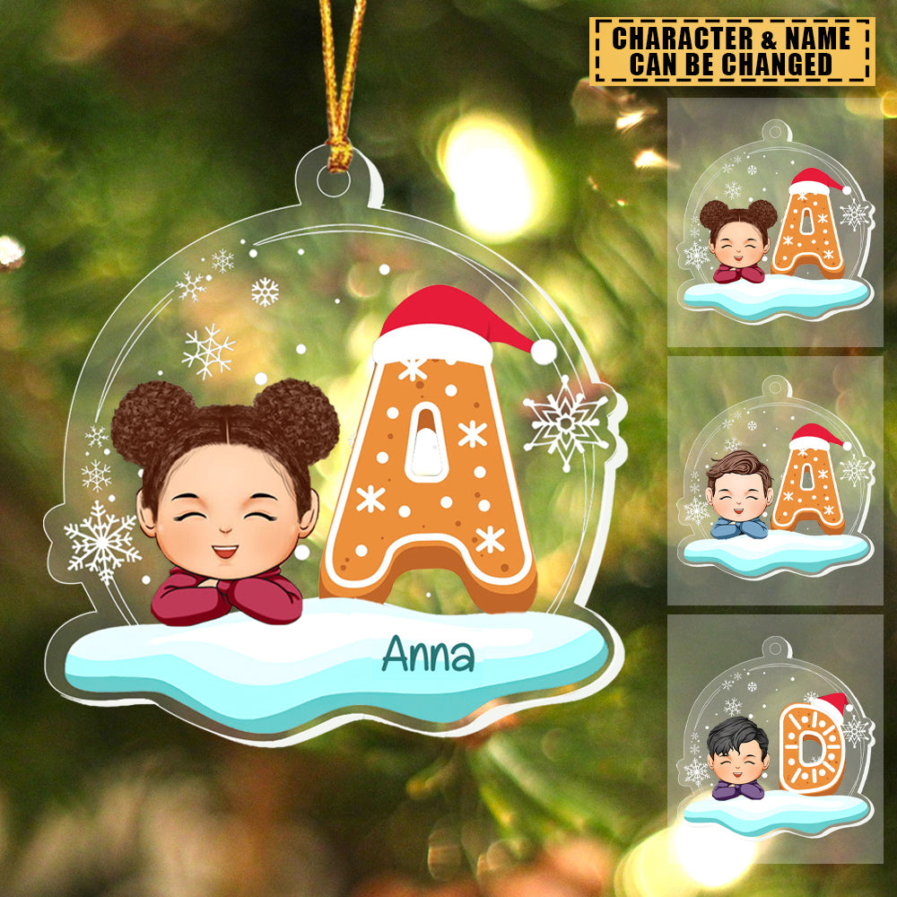 Custom Name & Letter Christmas Kid Personalized Acrylic Ornament