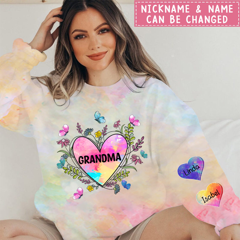 Personalized Grandma With Grandkids Sweet Heart Sweatshirt