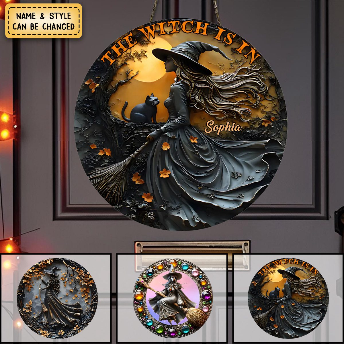 Custom Name Wooden Sign for Witch Enthusiasts - Personalized Wood Sign