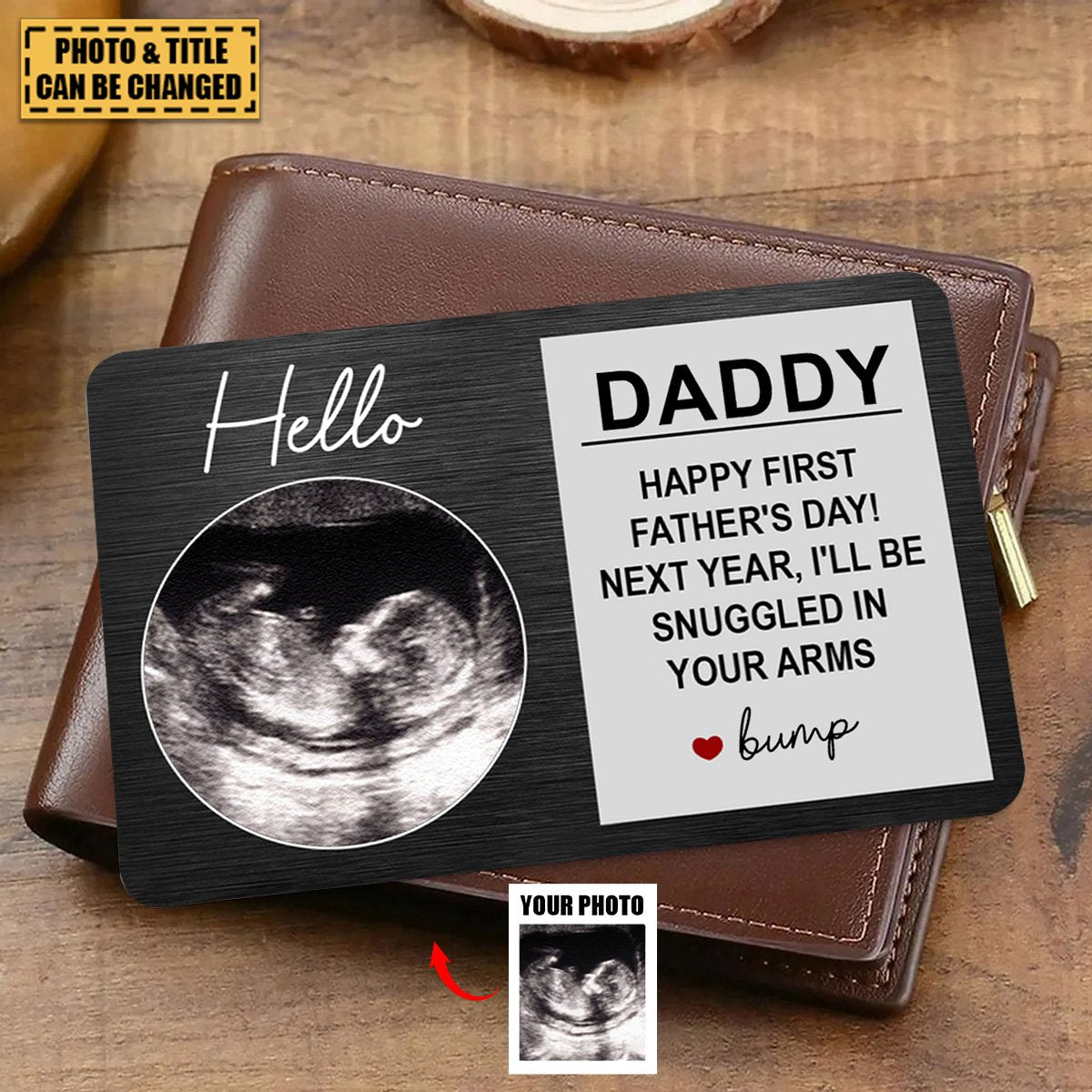 Next Year I'll Be Snuggled In Your Arms - Personalized Aluminum Photo Wallet Card