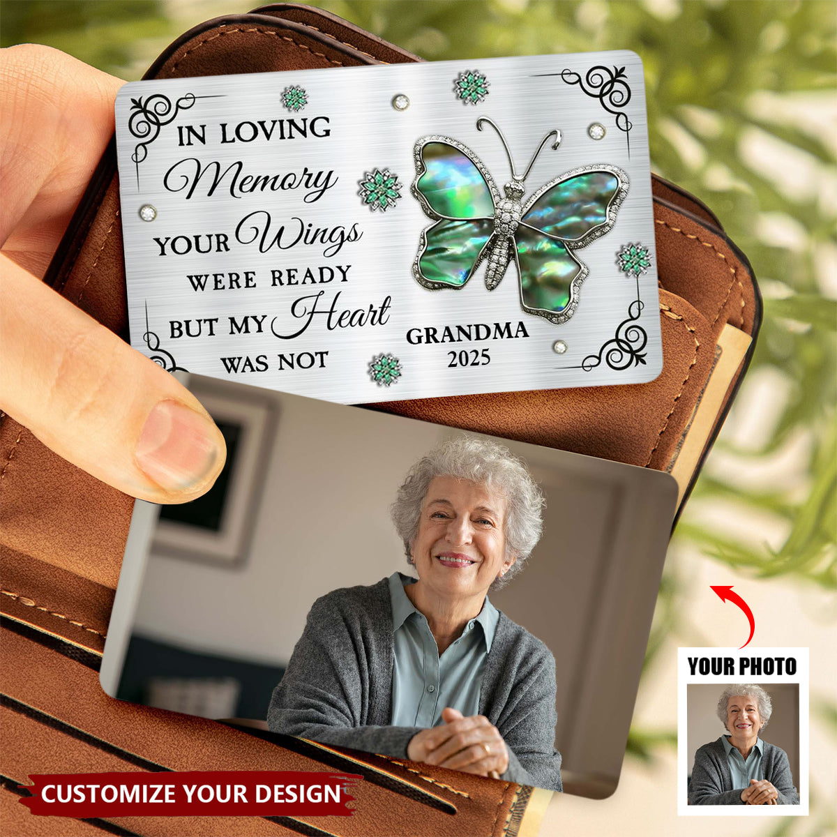 Your Wings Were Ready But My Heart Was Not - Personalized Memorial Wallet Insert Card