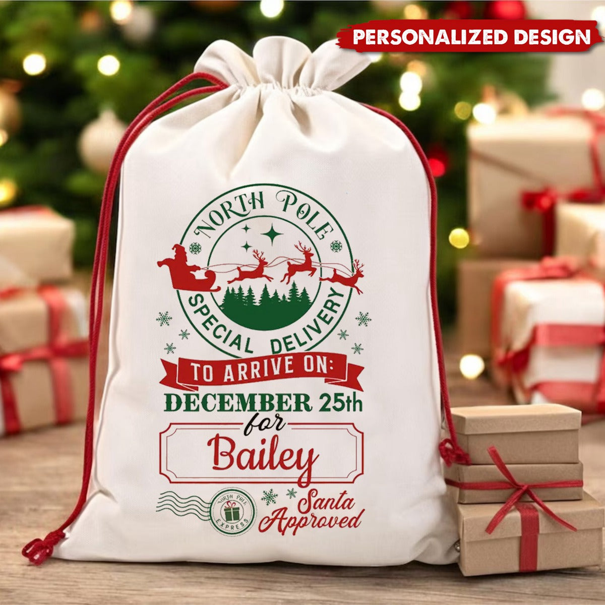 Personalized Custom Christmas Gift Favor Bag-Special Delivery To Family