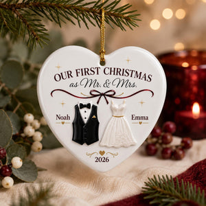 Personalized First Christmas Wedding Ornament