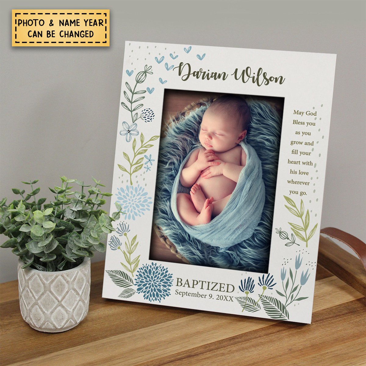 Personalized Blessings Baptism Gift, Religious Baby Girl/Boy Picture Frame