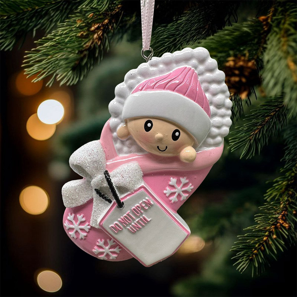 Do Not Open Until Date Baby Announcement Ornament
