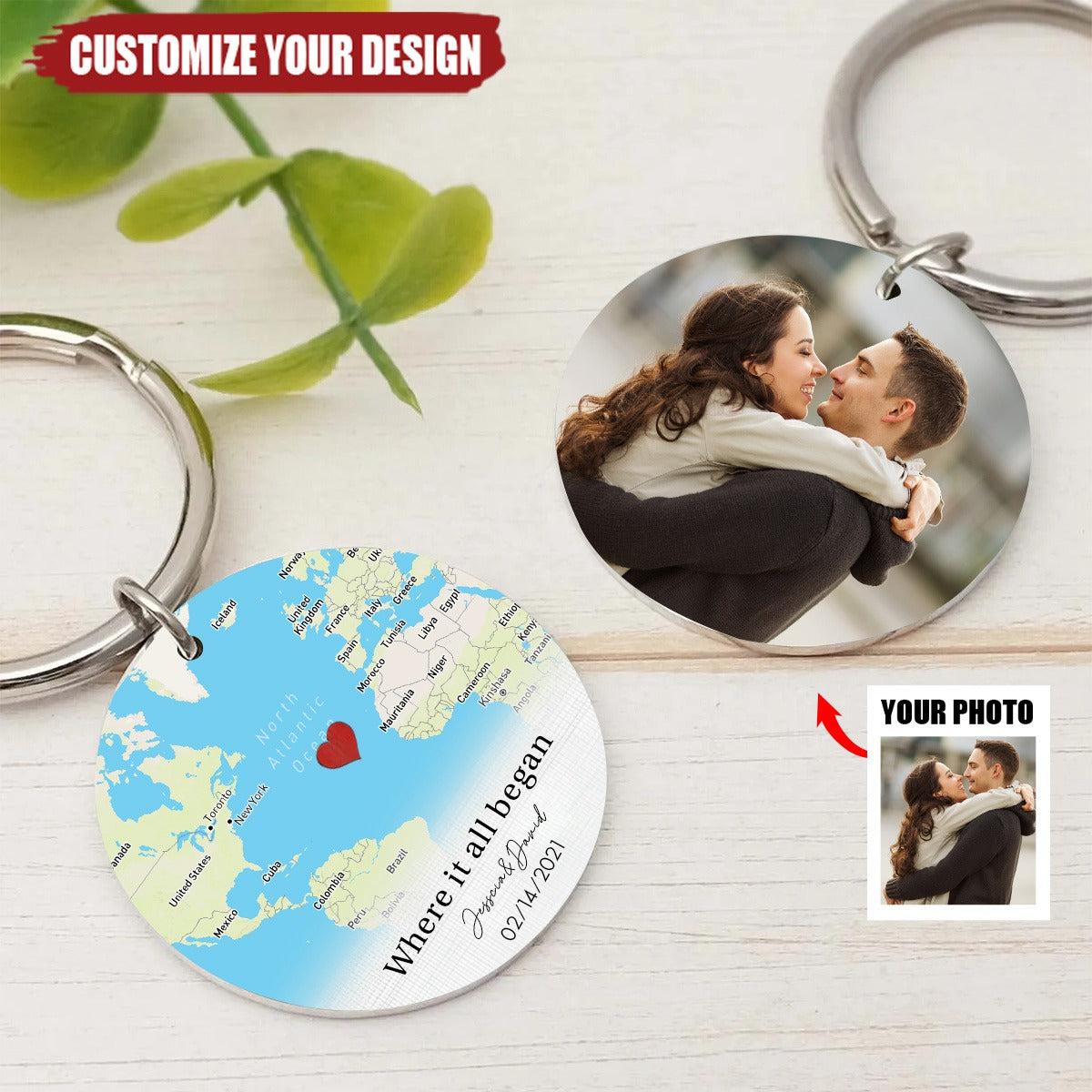 Where It All Began Personalized Circle Aluminum Keychain - Gift For Husband Wife, Anniversary