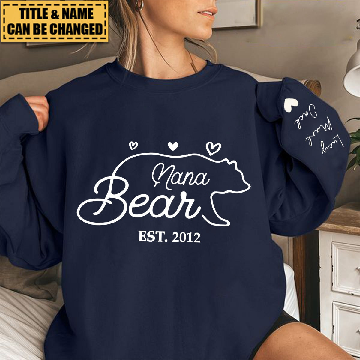 This Mama Bear Wears Her Heart On Her Sleeve - Family Personalized Sweatshirt