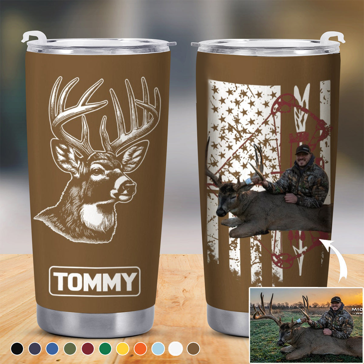 Personalized Fishing Hunting Photo Tumbler, Gifts for Husband, Dad