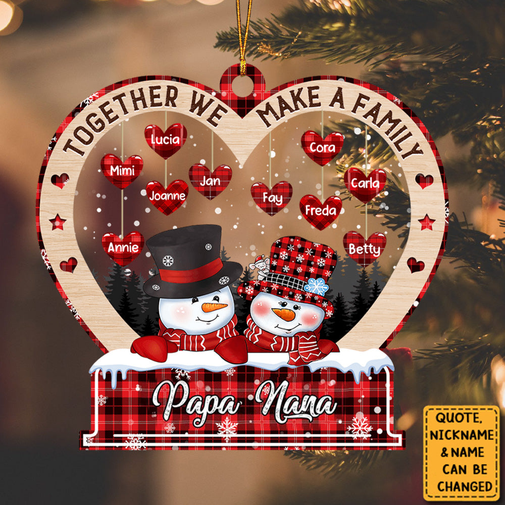 Sparkling Christmas Papa Nana Dad Mom Sweet Hearts Kids, Together We Make A Family Customized Ornament