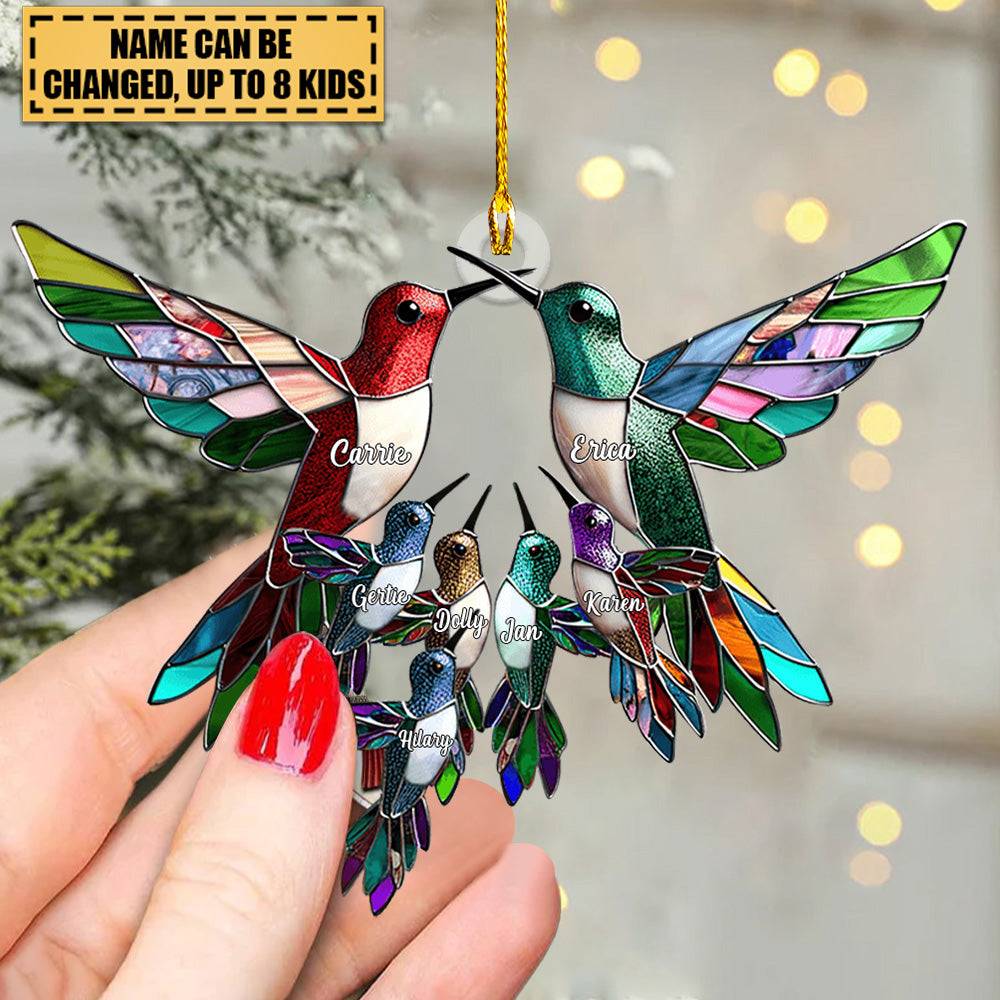 Family Members Christmas Hummingbird Together Personalized Acrylic Ornament
