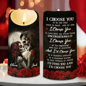 Skulls And Roses, LED Candle, Gift For Couples