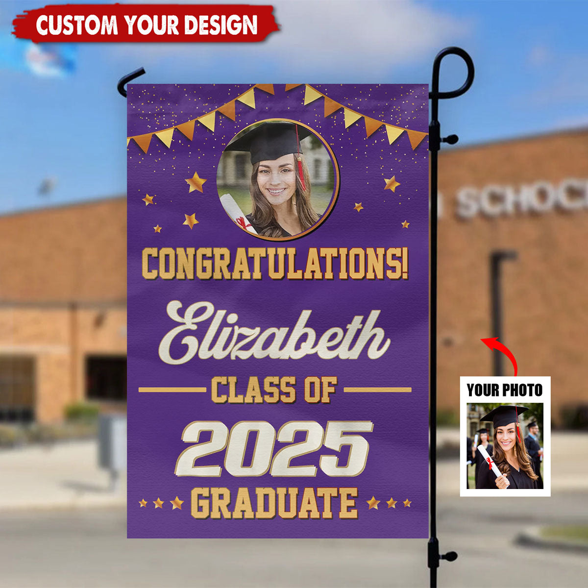 Custom Photo Congratulate Graduation Gift- Family Personalized Garden Flag