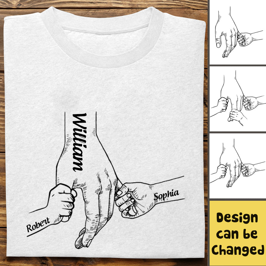 Family - Names Hands Grankids Papa - Personalized T-Shirt
