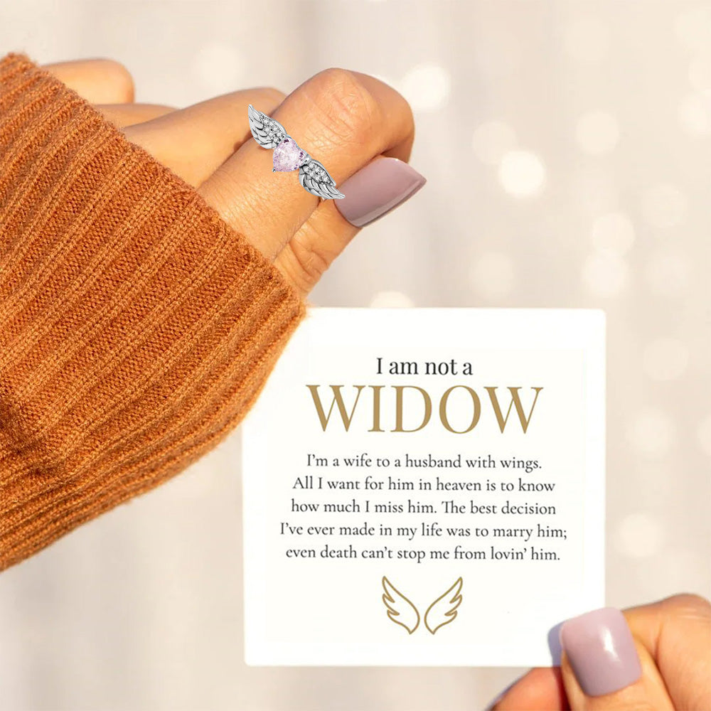 I'm a Wife to a Husband Personalized Circle Wings Memorial Ring