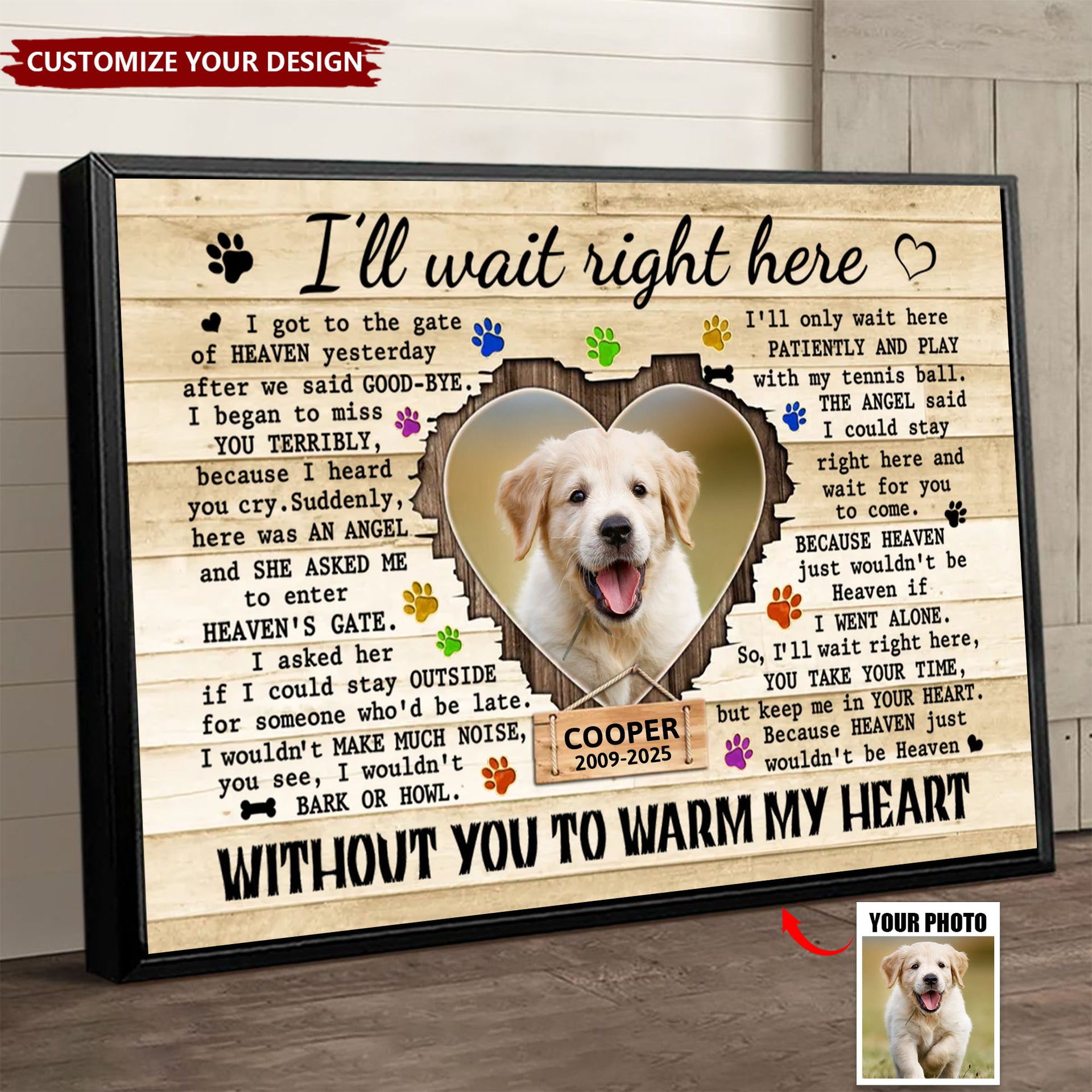 Personalized Print Dog Waiting At The Door Poster Pet Memorial Gift