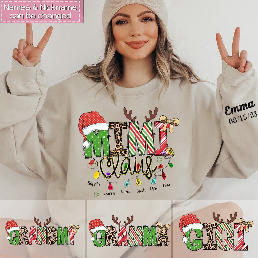Personalized Christmas Sweat Shirt For Grandma/Mom - Customize Kids