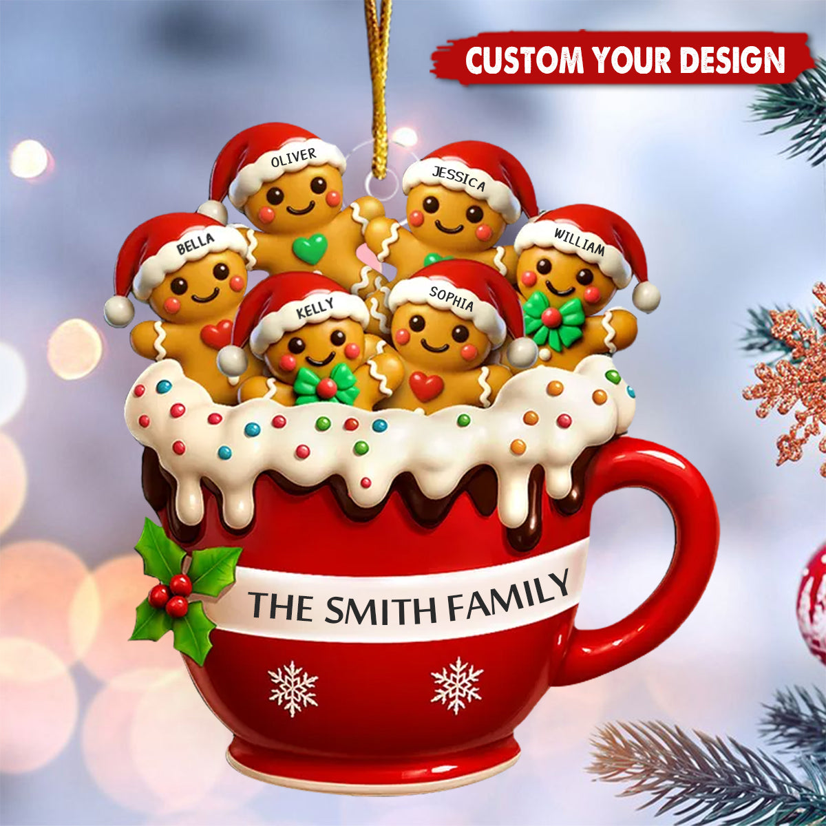 Gingerbread Family - Personalized Custom Acrylic Ornament