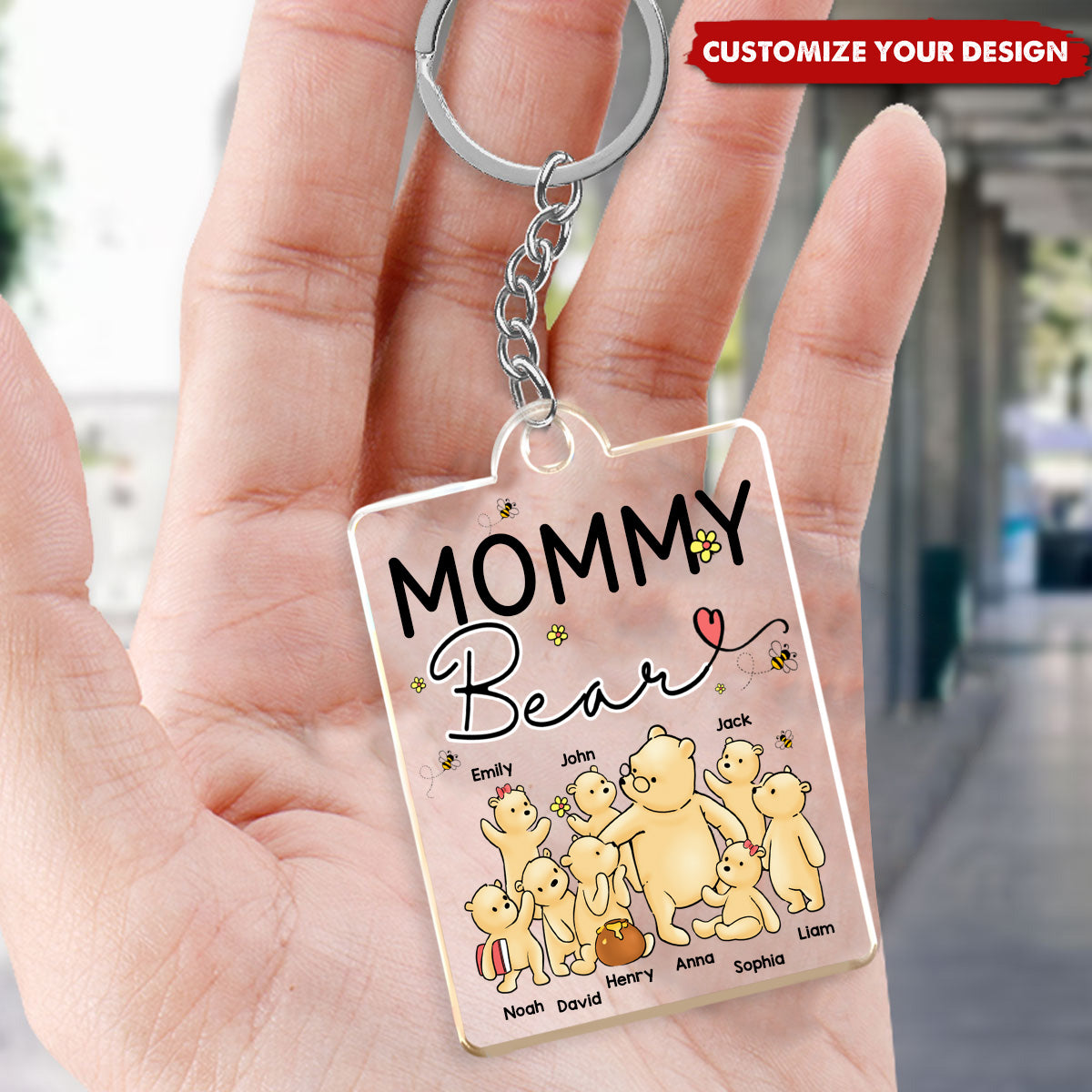 Gift For Grandma Mama Bear Personalized Acrylic Keychain