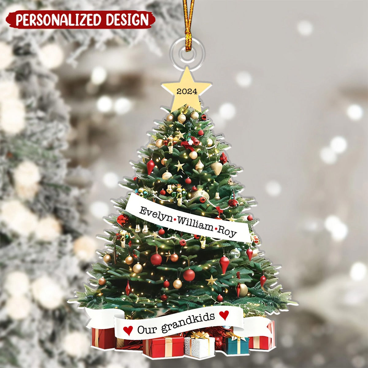 Our Grandkids Names On The Christmas Tree - Personalized Acrylic Ornament