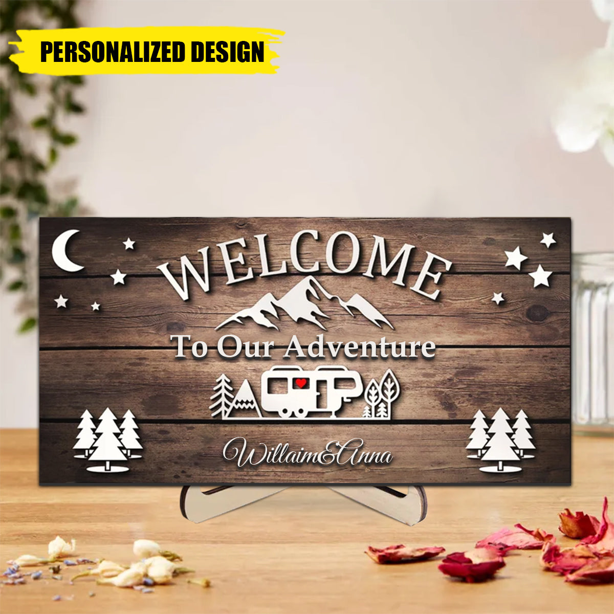 Welcome To Our Adventure-Personalized Custom Camping Wooden Plaque