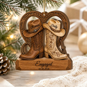 Personalized Couple Horseshoe Cowboy Ornament,Newlywed Wedding Gift