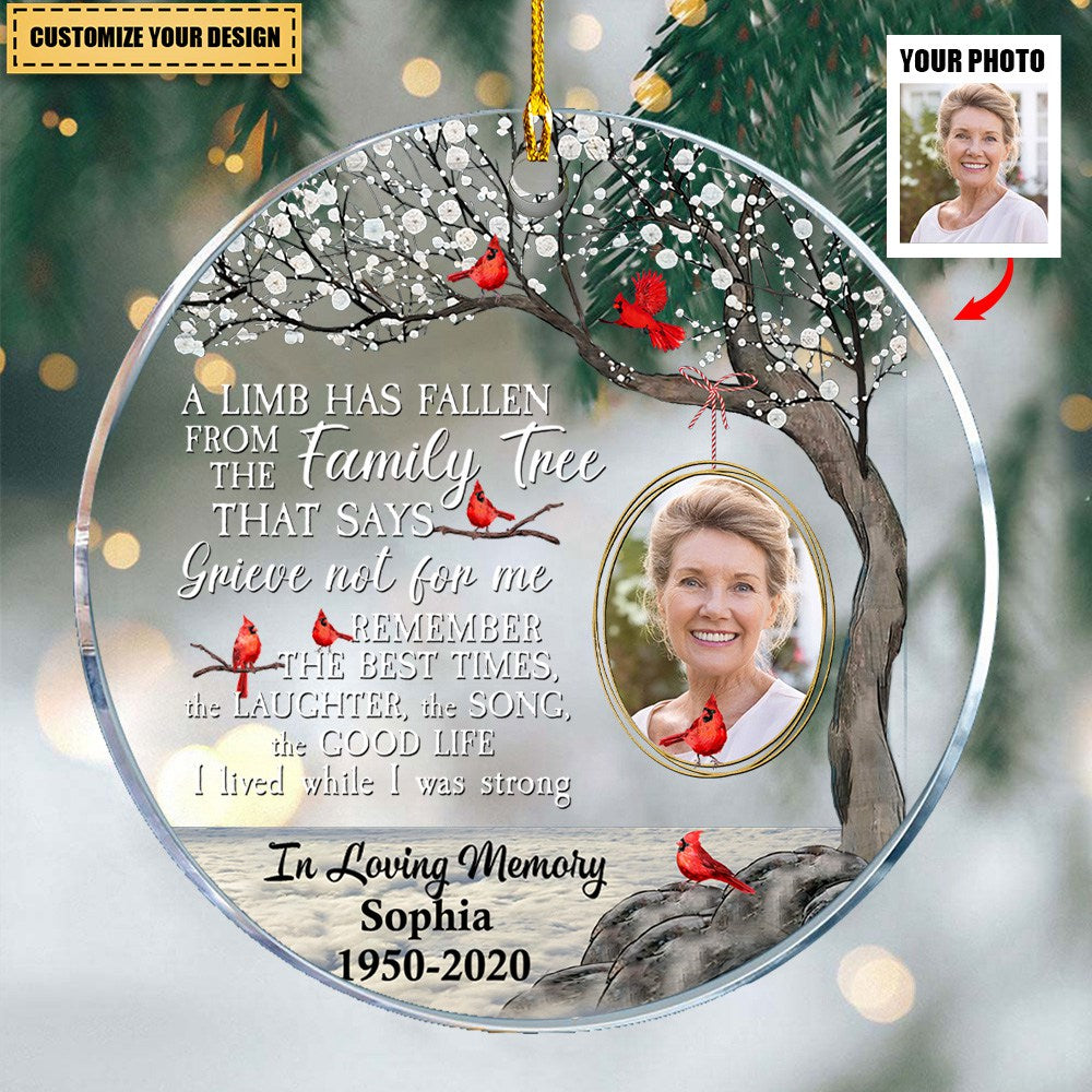 Memorial Upload Photo A Limb Has Fallen From The Family Tree Personalized Ornament