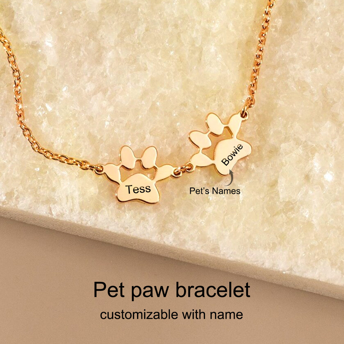 Personalized Engraved Paw Print Bracelet, Gift for Pet Lovers