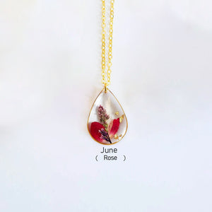Birth Month Flower Necklace,Dried Flower Resin Jewelry Unique Gift For Her