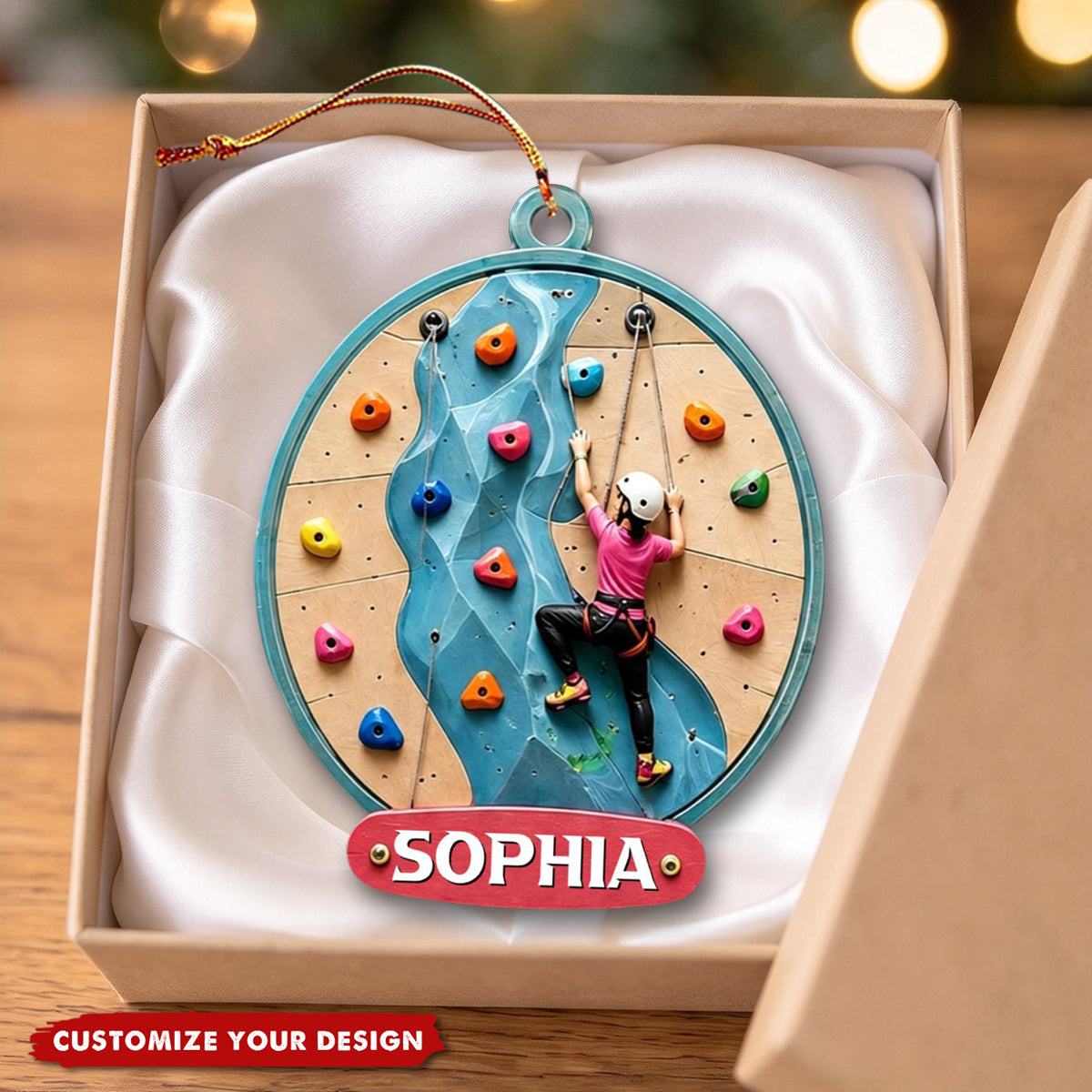 Personalized Rock Climbing Ornament, Extreme Sports Gift For Climbers