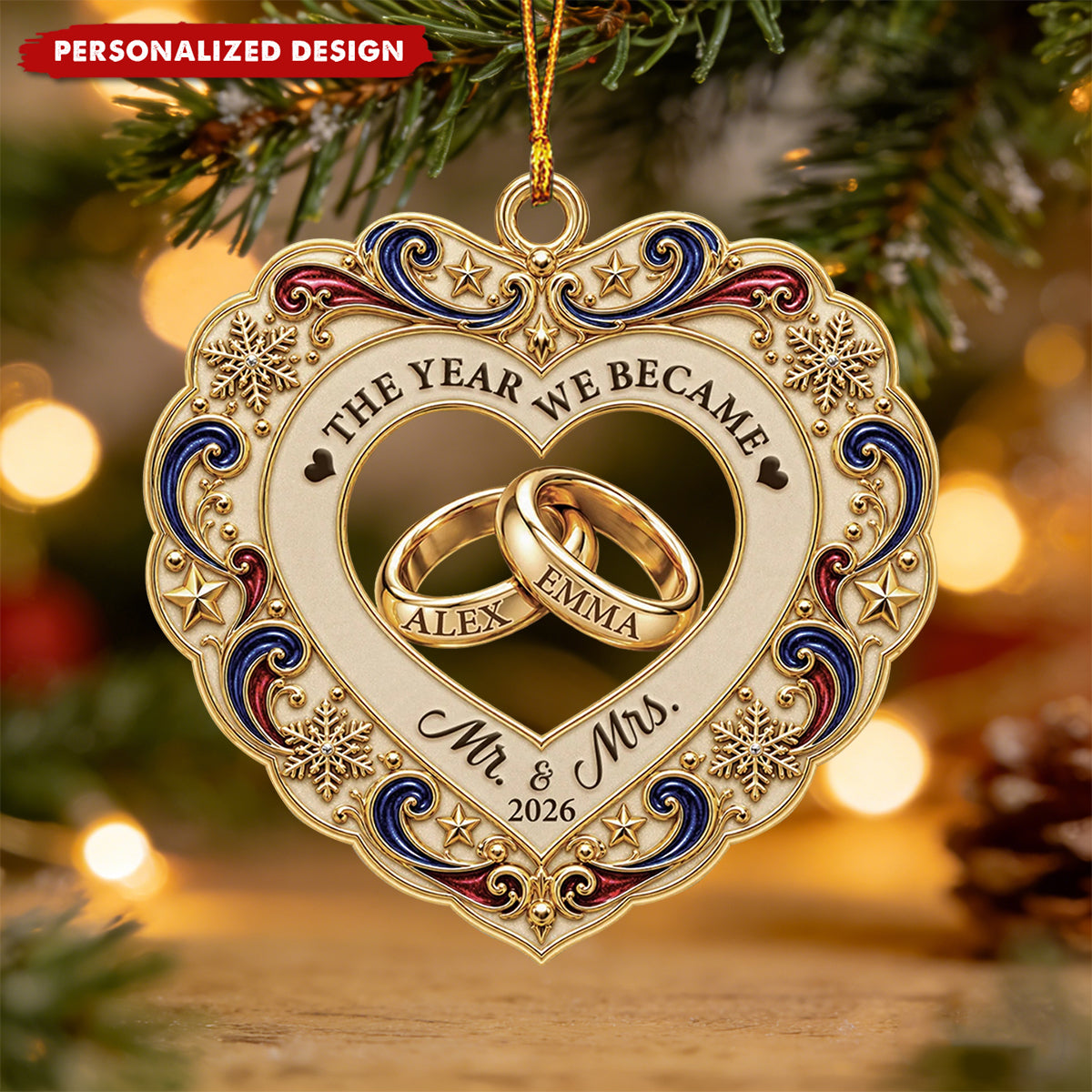 "The Year We Became Mr & Mrs" Personalized Acrylic Ornament - Custom Couples First Christmas Keepsake