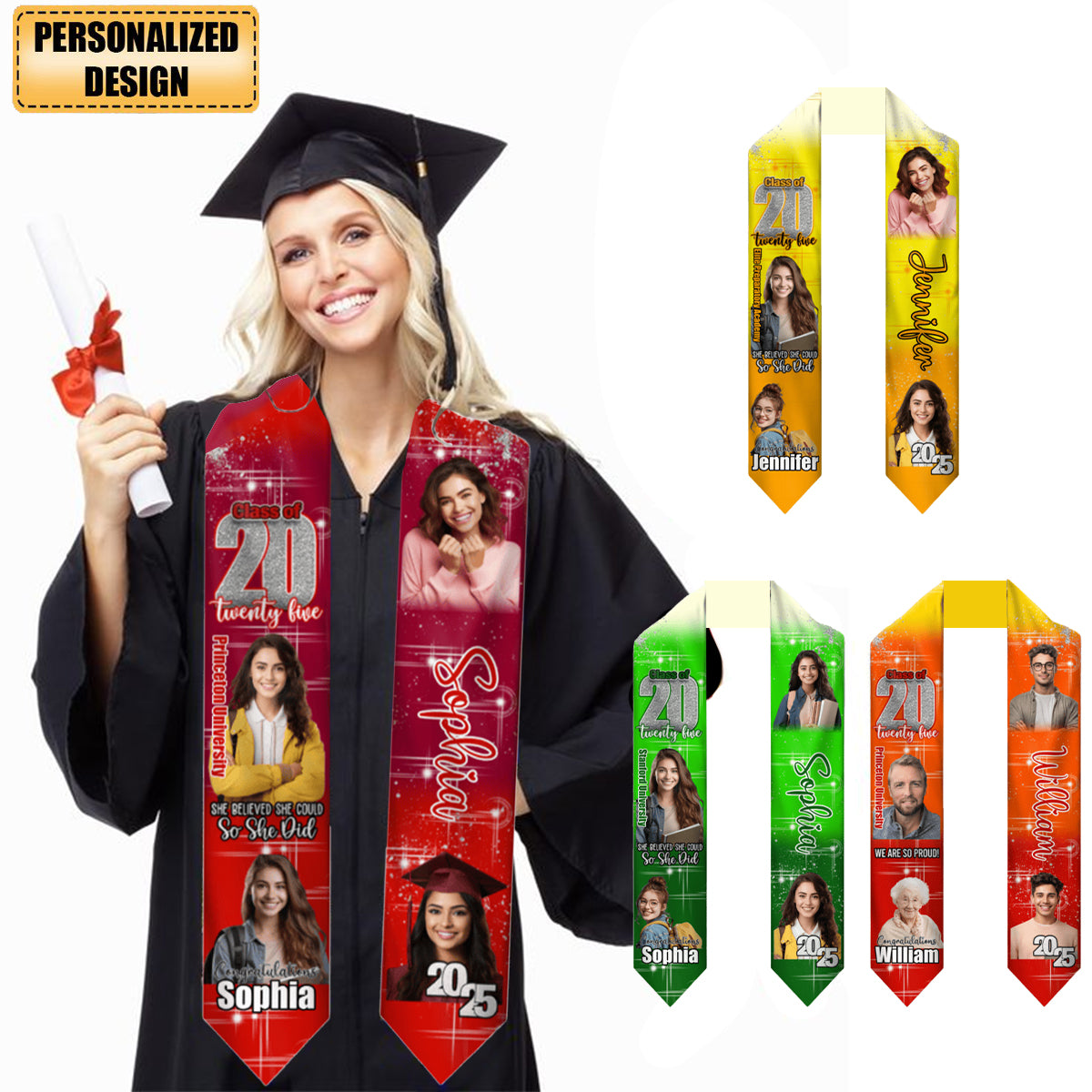 We Are So Proud - Personalized Photo Graduation Stole 2025