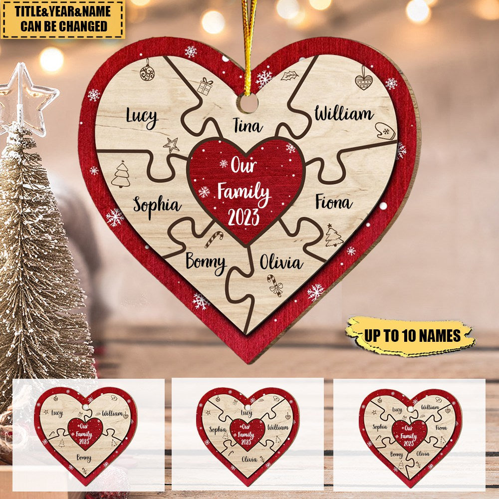 Our Family Puzzle Piece Heart-Personalized Ornament