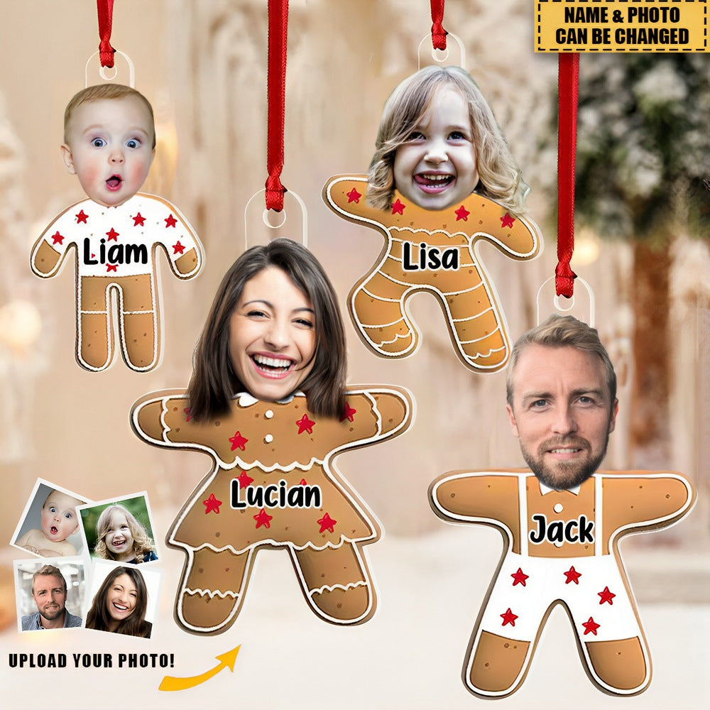 Upload Photo Funny Christmas Gingerbread Cookies Family Personalized Ornament