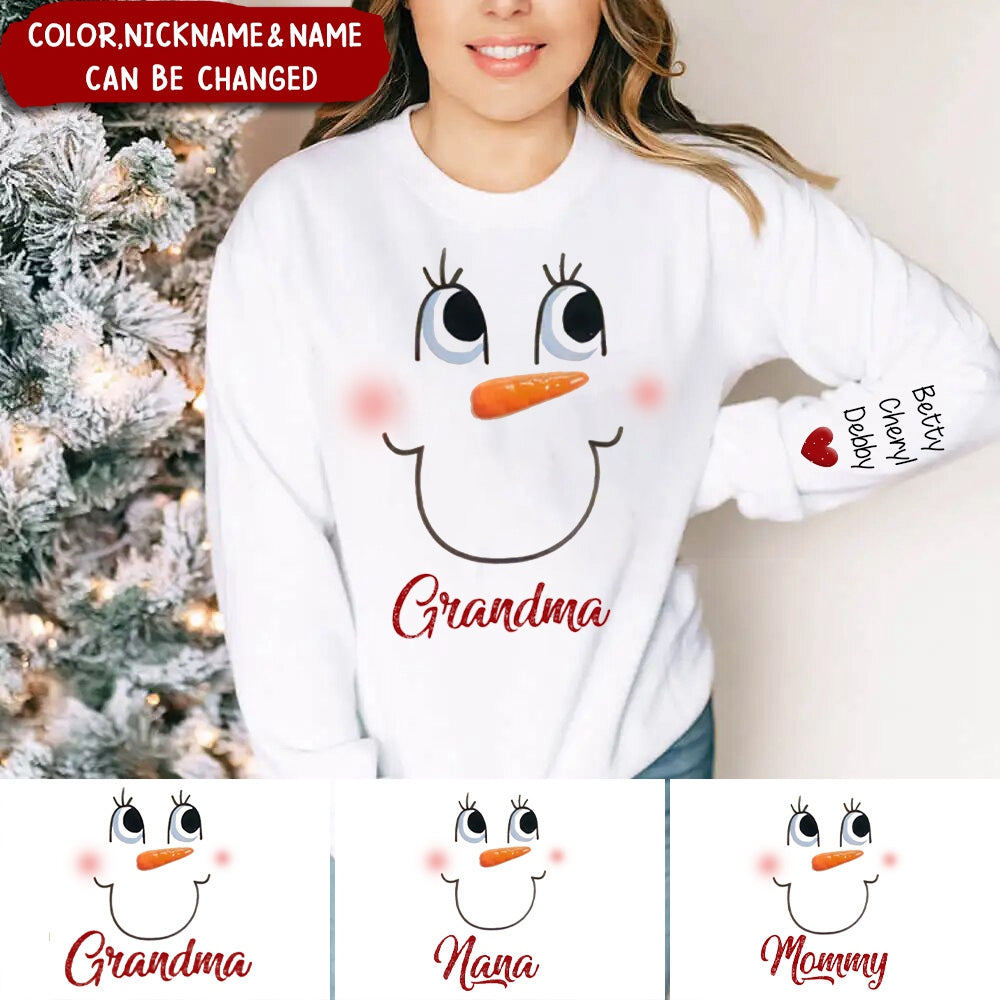 Cute Snow my Grandma Mom Little Heart Kids Personalized Christmas Sweatshirt