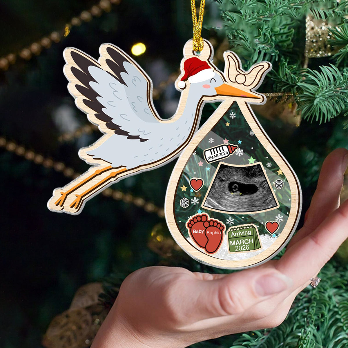 Personalized Baby's Ultrasound Photo Christmas Ornament