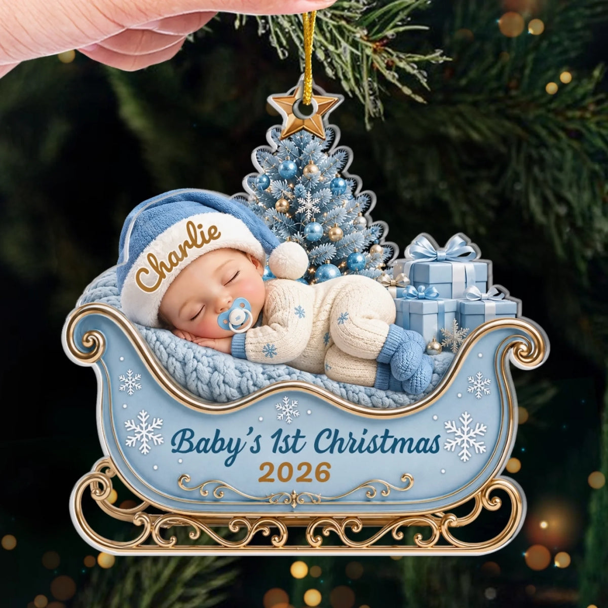 Personalized Baby’s First Christmas Ornament, Precious Little Bundle Of Joy