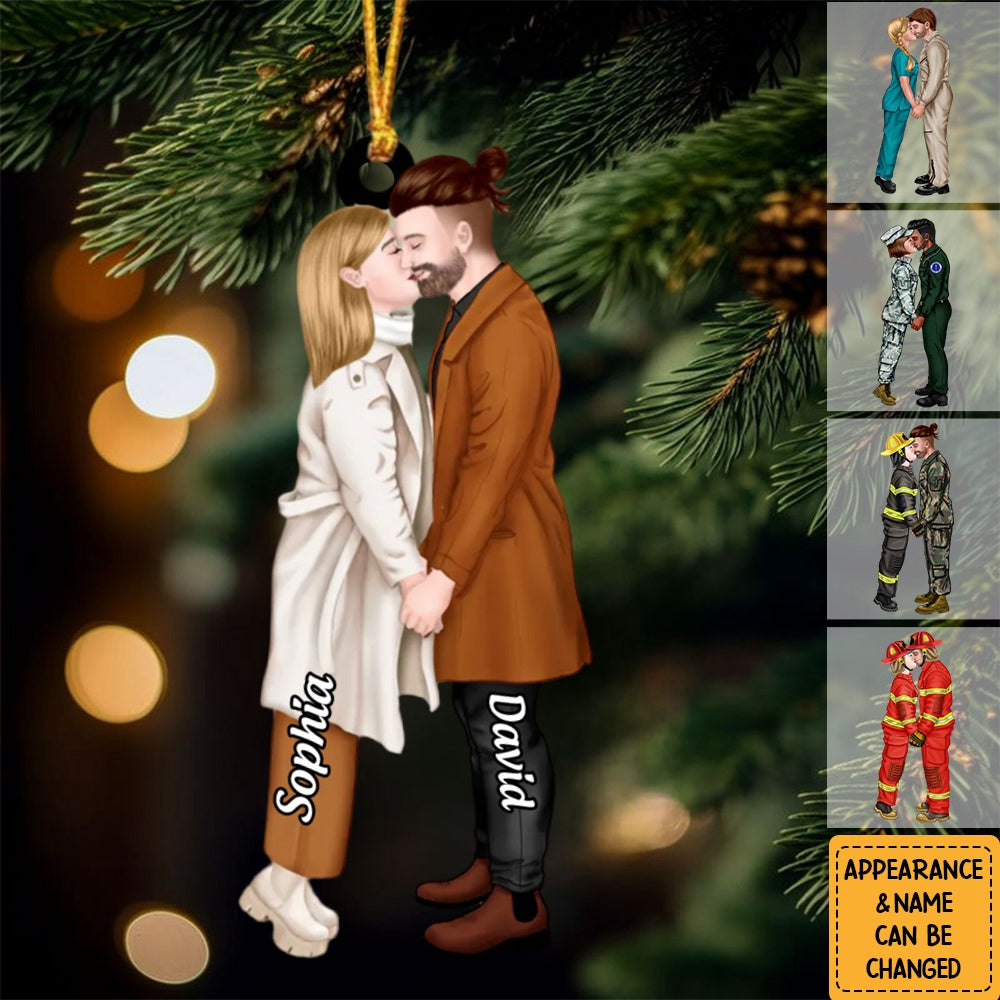 Personalized Kissing Couple Ornament, Christmas Gift For Couple