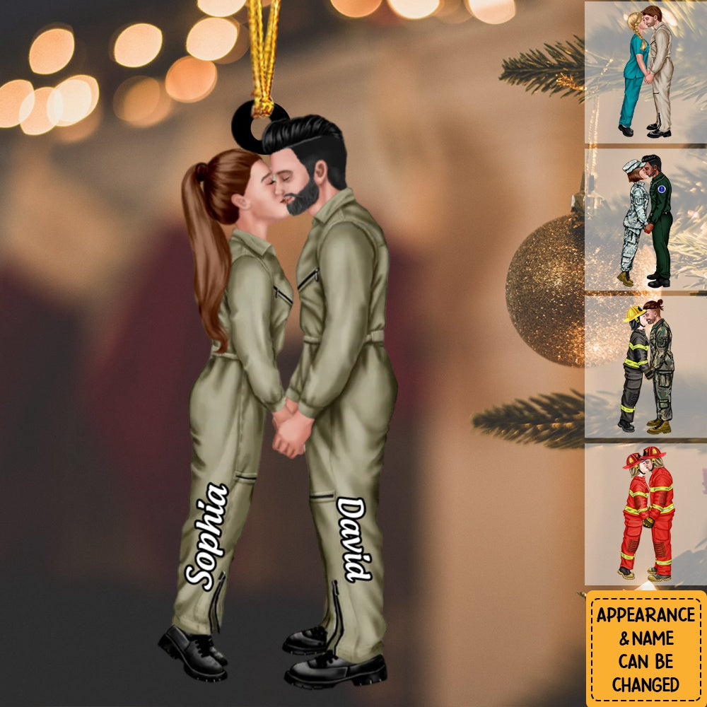 Personalized Kissing Couple Ornament, Christmas Gift For Couple